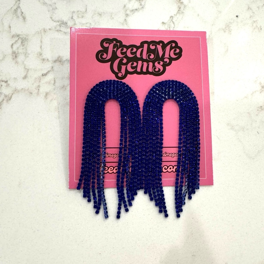 NWT Feed Me Gems Cobalt Rainbow Earrings
